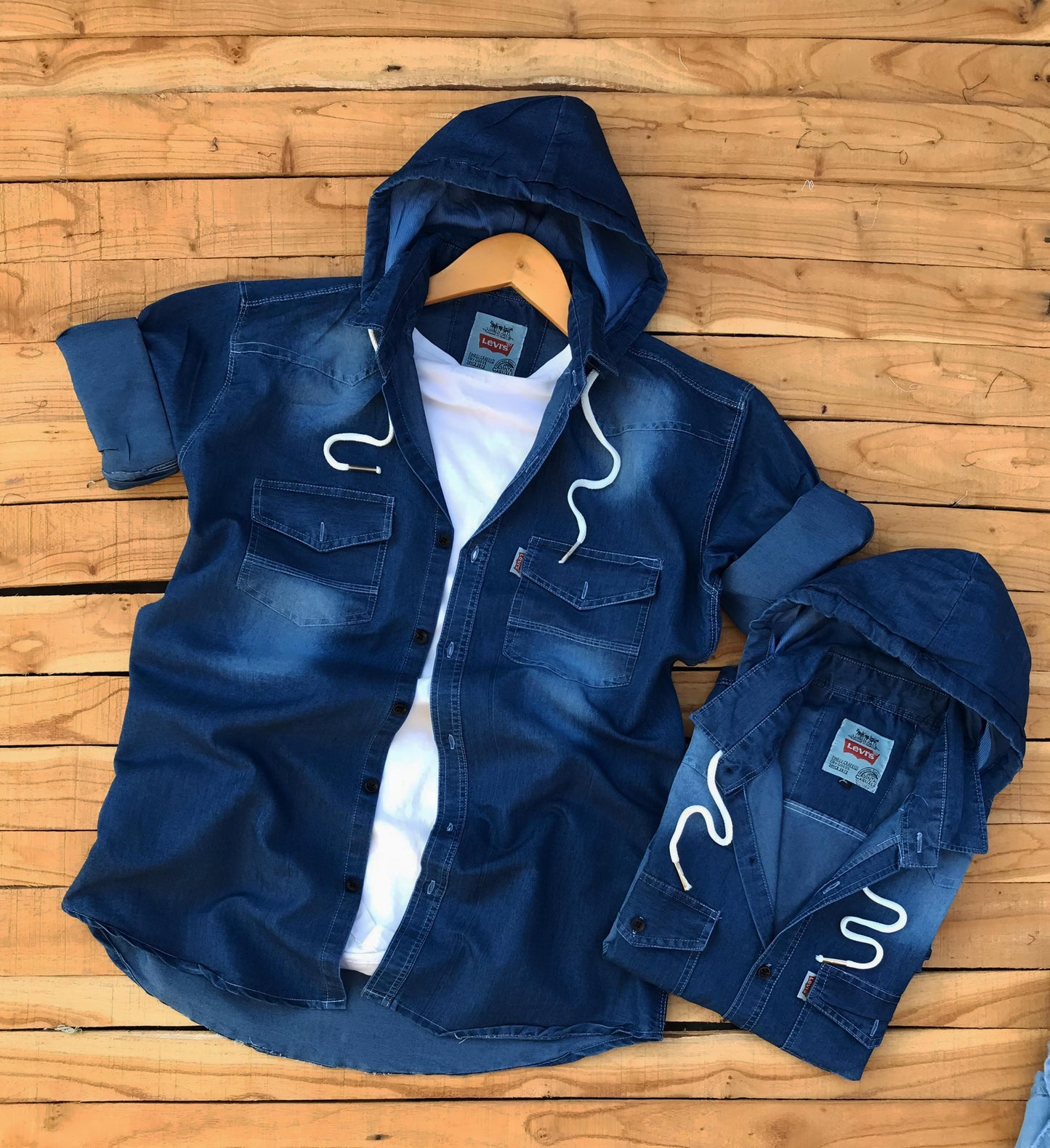 Denim Hooded Shirt