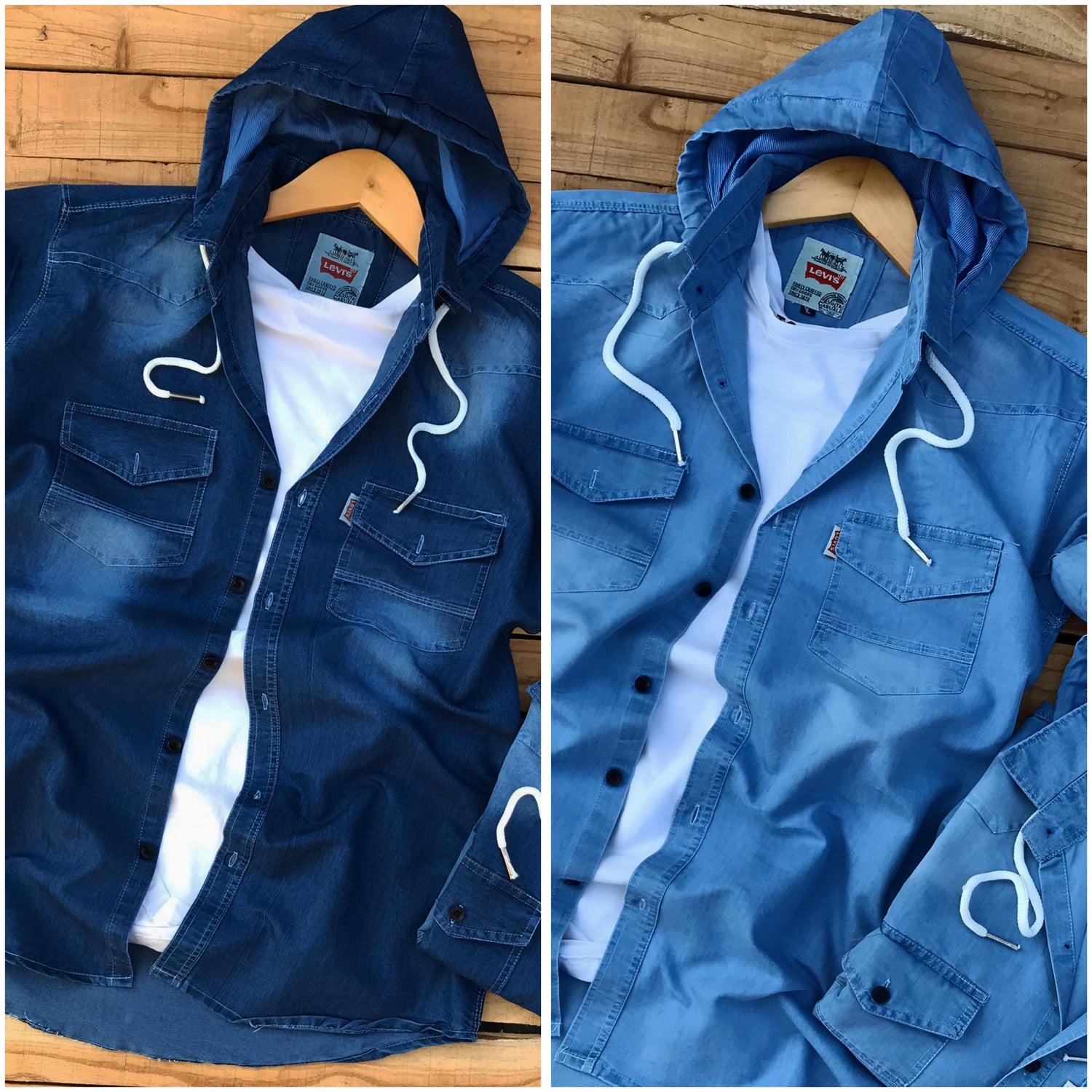 Denim Hooded Shirt