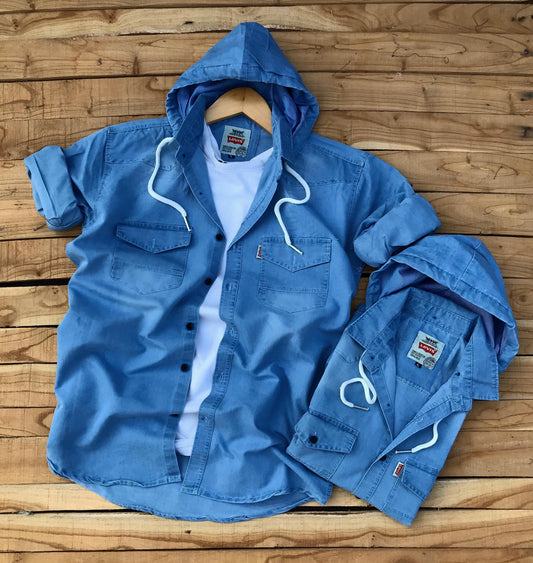 Denim Hooded Shirt