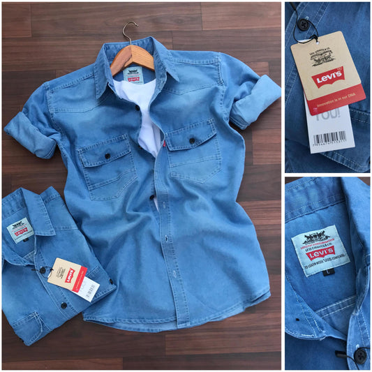 Denim Hooded Shirt